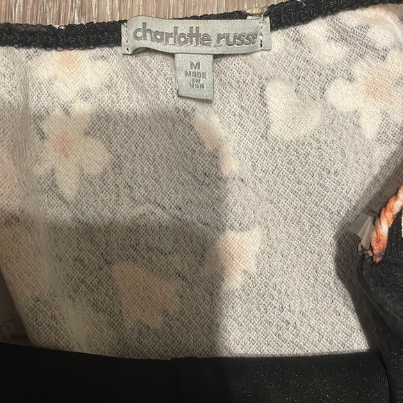 EUC Charlotte Russe medium lace trim, black and floral going out top - Picture 4 of 4